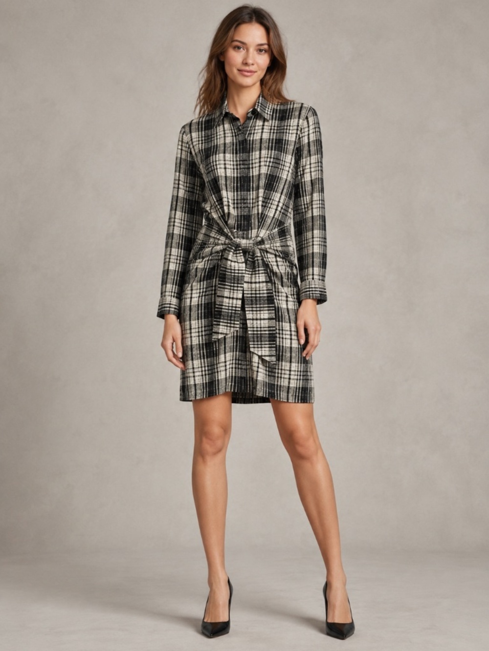 NWT Antonio Melani Odessa Plaid Shirt Dress 4 Work wear Casual